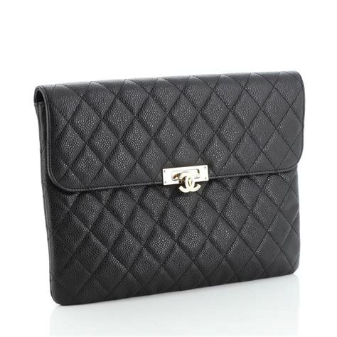 chanel o case clutch quilted caviar medium black|Chanel Medium Quilted Caviar O.